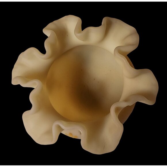 Fenton Custard Hand Painted By Sally Webster Ruffled Rose Bowl With Daisy Floral - Picture 4 of 4